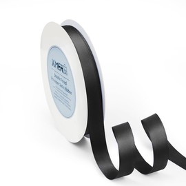 Solid Color Double Faced Black Satin Ribbon 5/8" X 50 Yards Ribbons Use for Bows Bouquet, Gift Wrapping, Floral Arrangement