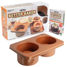 Cook's Choice 2-In-1 Better Baker Edible Food Bowl & Muffin Maker w Recipe Cookbook- Two 5" Bowls or Cupcakes- Double-Sided Stainless Steel Non-Stick Pan-Makes Breakfast, Lunch, Dinner & Dessert Bowls