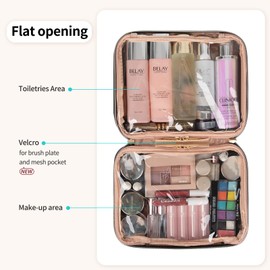 Cosmetic bag, toiletry bag, women's travel cosmetic organiser bag, waterproof make-up bag, make-up bag with make-up brush compartment, black, Travel