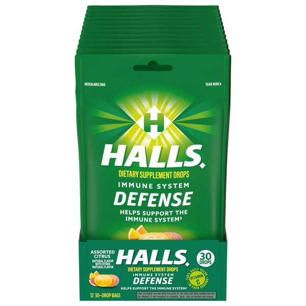 Halls HALLS Defense Assorted Citrus Vitamin C Drops, Dietary Supplement