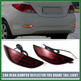 Motoforti Rear Bumper Reflector LED Fog Brake Tail Turn Signal Light Red Yellow for Hyundai Accent 2012-2017 Plastic Red Lens (Set of 2) Long-Lasting