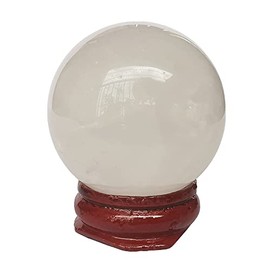 Bacatgem 40mm Rock Quartz Healing Crystal Divination Sphere Sculpture Figurine Gemstone Ball,Feng Shui Chakra Aura Home Desk Decor Decorative Collection,with Wooden Stand