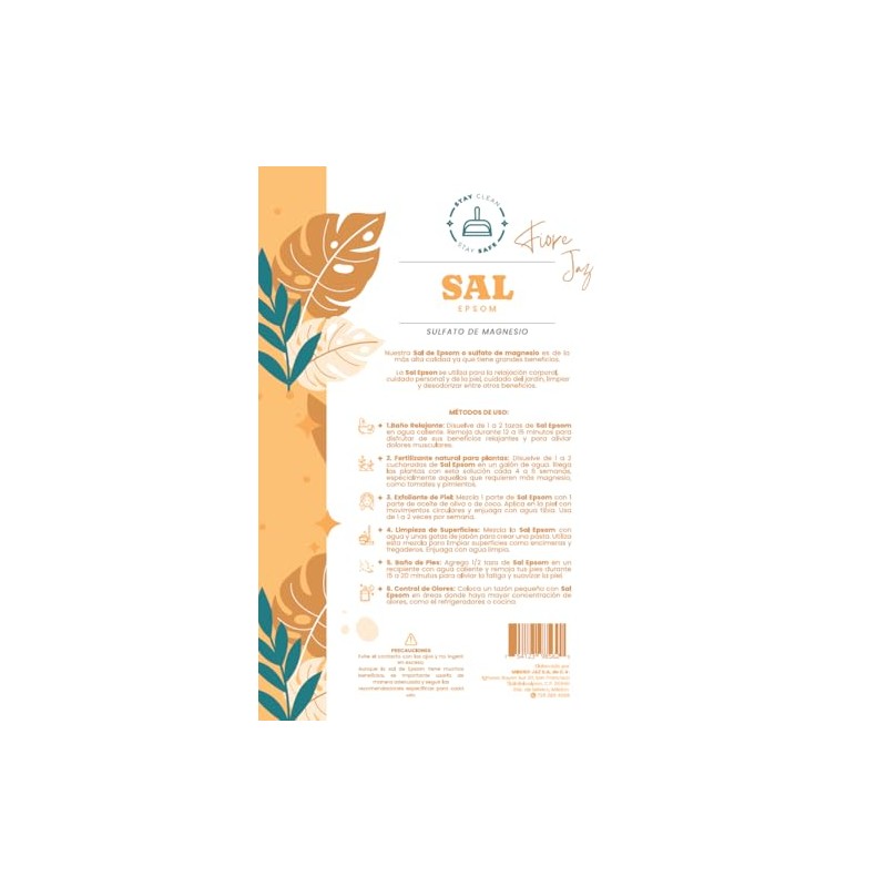 Sal De Epsom 1kg - 100 Natural, Neutral - Sulfato