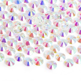 Jollin Glue Fix Crystal Flatback Rhinestones Glass Diamantes Gems for Nail Art Crafts Decorations Clothes Shoes(ss6 2880pcs, Transparent AB)