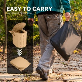 Thallike Portable Toilet, Upgraded Extra Large Camping Toilet for Adults with Lid, Folding Toilet with Removable Paper Holder, Travel Portable Potty for Camping, Hiking, Roadtrip, Tent, Truck Drivers