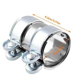 Exhaust Clamp WorthPlanet Car Exhaust Pipe Clip Tail Throat Hoop Exhaust Pipe Clamp Universal Stainless Steel Turbo Exhaust Band Clamp Muffler Pipe Connector for Car Exhaust Systems W120059 (2 in)