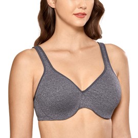 DELIMIRA Women's Minimizer Seamless Full Coverage Underwire Non Padded Bra Black Marl 32G