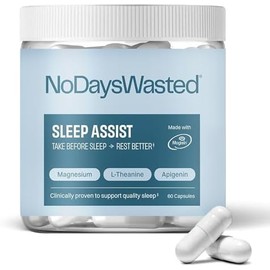 No Days Wasted Suplemento de magnesio para dormir treonato de magnesio, bisglicinato de magnesio quelado, L-teanina y apigenina. Ayuda para dormir