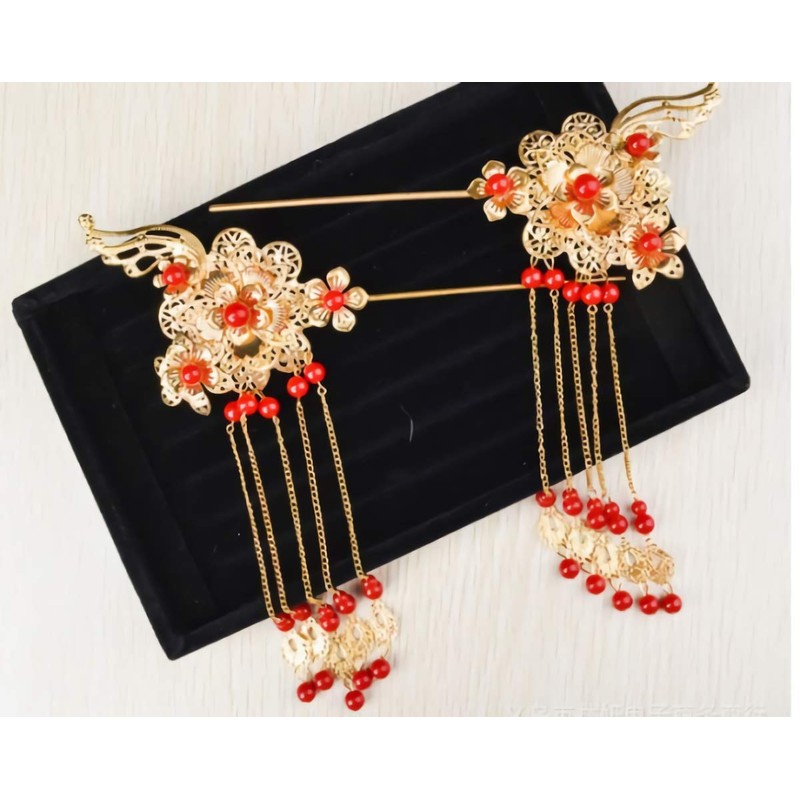 Donaly Kanzashi Hair Ornament, Asian Taste, Set of 2, Women’s