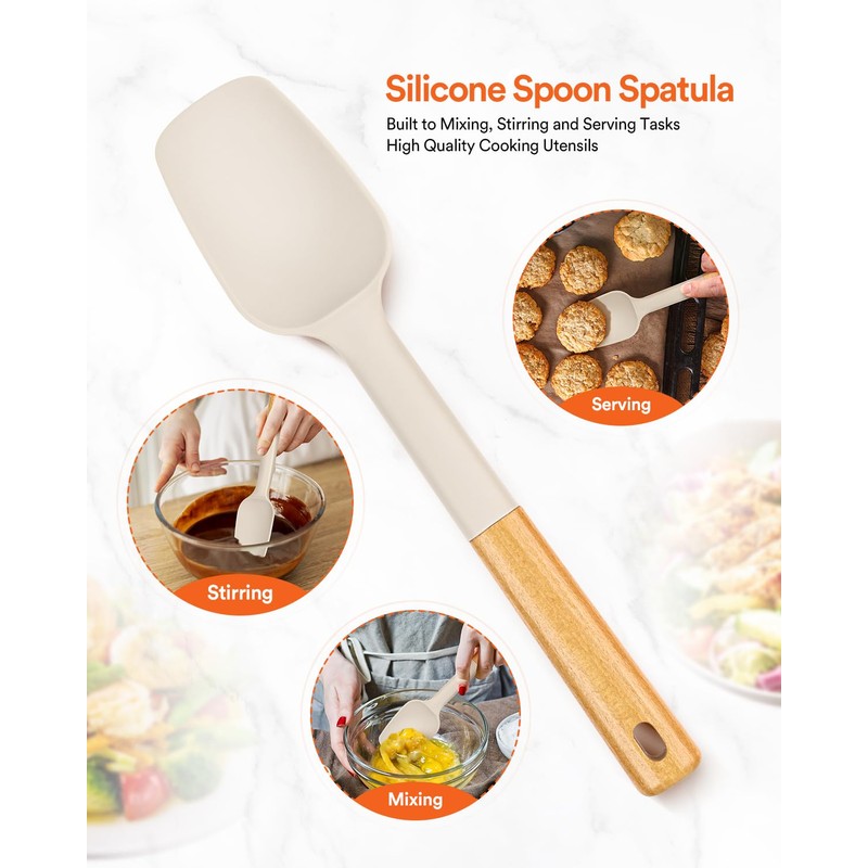 Silicone Spoon Spatula, Great For Scraping Bowls And Scooping Batter,