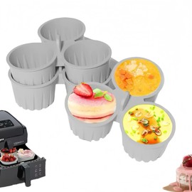 2PCS Reusable Silicone Air Fryer Baking| 135 ml Nonstick 3 Cups 5.67in Silicone Egg Bite Molds Molds Circle for cupcakes, muffins, and egg bites.
