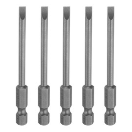 HARFINGTON 5pcs SL4 Magnetic Slotted Screwdriver Bits 4mm S2 Steel Flat Head Screwdriver Bit 1/4" Hex Shank Industrial Grade Screw Driver Drill Bits 3" Long for Remove Fastening Screws