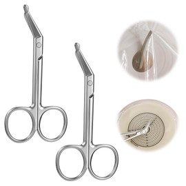 2 Pieces Ostomy Scissors, Surgical Bandage Scissor, Stainless Steel Nursing and Surgical Scissors, Ostomy Care Supplies for Stoma Bag Cutting - 4.41 x 1.97 Inches, Curved (Silver)