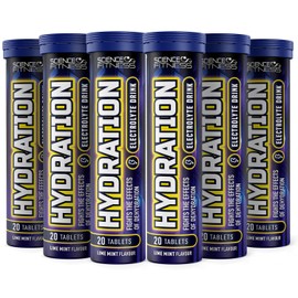 Hydration Tablets with Electrolytes by Science Fitness - Effervescent Rehydration Tablets with Electrolytes & Added Vitamins - 20 Tablets (6 Tubes)