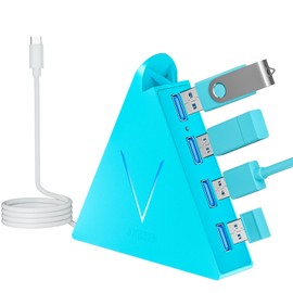 JoyReken USB C Hub, USB C to 4-Port USB 3.0 Splitter Adapter for MacBook Pro/Air, iMac, Mac mini, Laptop, Surface Pro, XPS, External Devices (2ft, Blue)