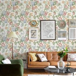 Aniboo Vintage Floral Peel and Stick Wallpaper Floral Contact Paper for Cabinets and Drawers Flower Removable Self Adhesive Hydrangea Wallpaper for Bedroom Bathroom Waterproof Wildflower 393inL17.3inW