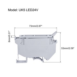 MECCANIXITY DIN Rail Mount Fuse Holder Terminal Blocks Grey UK5 LED24V Pack of 5