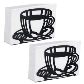 Freestanding Napkin Holder, Napkin Holder, Small Metal, Iron Napkin Holder, Coffee Cup Design, Used in Restaurants, Kitchen Worktops, Hotels, Dining Tables, Bars (Black)