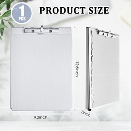 Henoyso Metal Storage Clipboard Bulk Heavy Duty Aluminum Clip Board Operation Christmas Charity Donation Supplies for Kids Child Contractor 12.6x9.2x1 Inch, Fit Letter Size 8.5x11 Inch Paper (1 Pcs)
