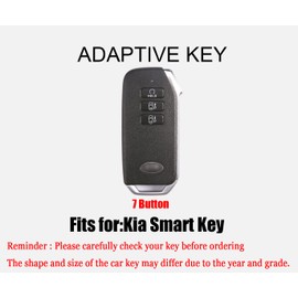 HIBEYO 7 Button Key Fob Cover for Kia EV6 K5 Seltos Carnival Seven-Key Dl3 Mq4 Accessories with Keychain Key Case Cover, Carbon Fiber Blue, Carbon Fiber blue
