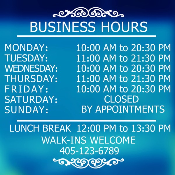 LOKAUS Professional Business Hours Sign Sticker Kit, Large Size Do It Yourself Hours Sign for Business, No Background Hour Customisable White Glass Window Sticker for Operation Sign, Outside Store Hours Vinyl Window Stickers.