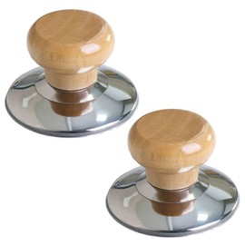 2 Pieces Wooden Pot Lid Knob Universal Pot Lid Cover Knob Handle Cookware Anti Scalding Pan Lid Replacement Wooden Knob Universal Replacement Pot Grip Knob 2.25" Stainless Steel Base