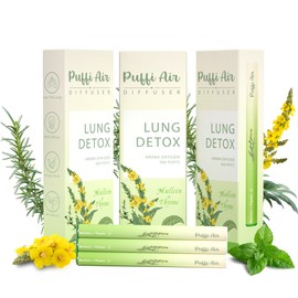 PUFFIAIR Herbal Diffuser Infused with Mullein, Thyme, and Mint for Breathing Support, Lung Care, Fresh Oral Air, and Habit Management - 300 Uses, 3 Packs