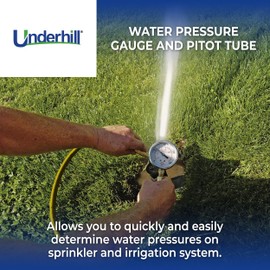 Underhill Water Pressure Gauge and Pitot Tube 160 PSI, with Dial Indicator, Tester for Sprinklers, Irrigation System, HeadChecker, A-HCGPK