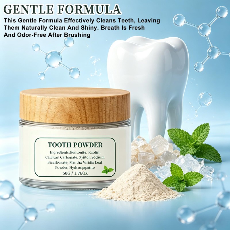 2Bottles Hydroxyapatite Tooth Powder, Remineralizing Tooth Powder, with Mint Gently