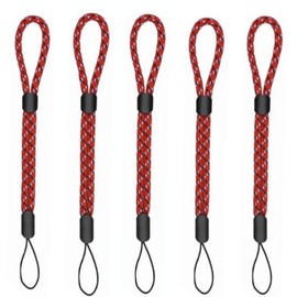 RATASK Pack of 5 Adjustable Wrist Strap Lanyard, Mobile Lanyard Strap Accessories (Red, pack of 5)