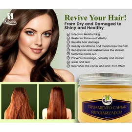 Ribon's Hair Treatment - Repolarizing Treatment for Intensive Hydration, Fiber Restoration, and Protective Layer for Damaged Hair – 300gr with Mango Scent