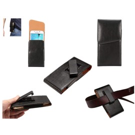 DFV mobile - Magnetic leather Holster Executive Case belt Clip Rotary 360 for RIM BLACKBERRY EVOLVE BBG100-1 (2018) - Black