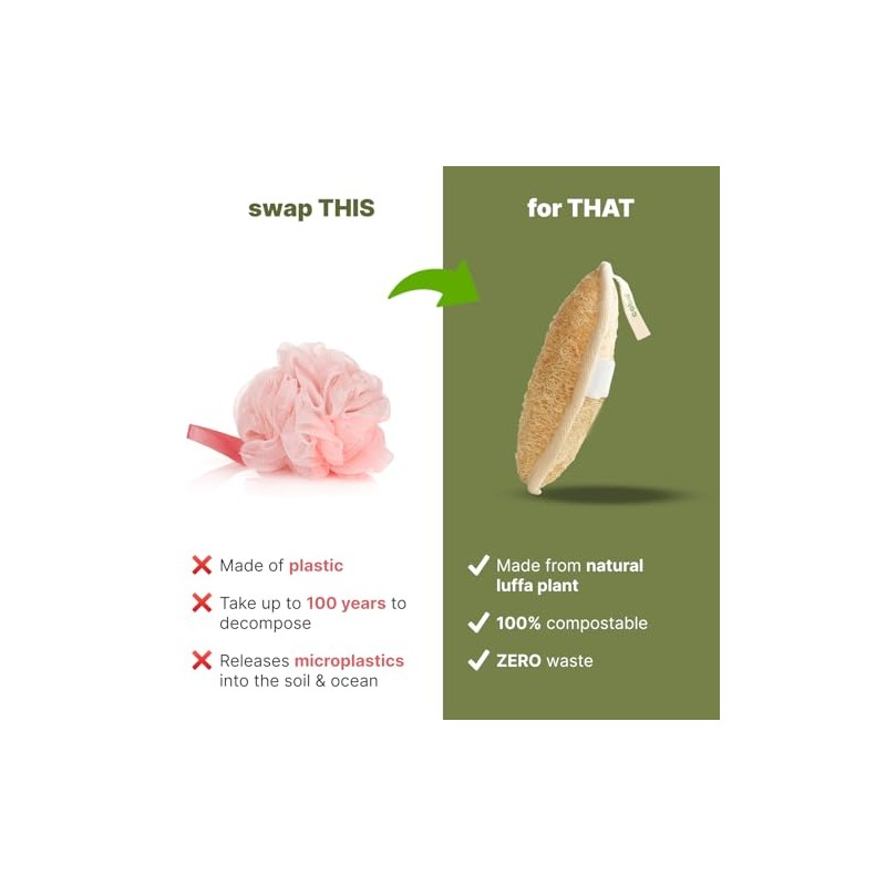 Esponja exfoliante corporal de lufa natural Coba Straws | Esponja