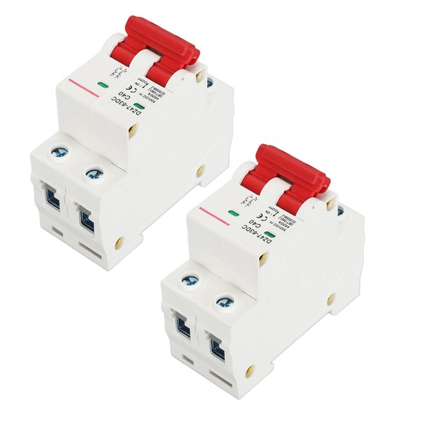 2Pcs Miniature Circuit Breaker 2P 40A DC 500V 4500A Breaking