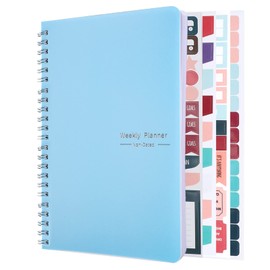 Weekly Planner Notebook, A5 Spiral To Do List Notebook 52 Weekly Goals Planner with Habit Tracker Daily Planner for 2023 Students, Work, Productivity（Blue）