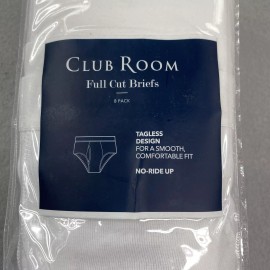 Club Room Briefs Mens XL White Underwear 8 Pack Tagless No Ride Up Full Cut