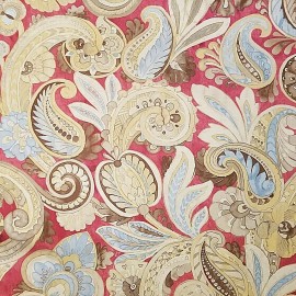 IMAN HOME Sarong Swirl Blossom Decor Designer Fabric Red Blue Paisley Yard Goods