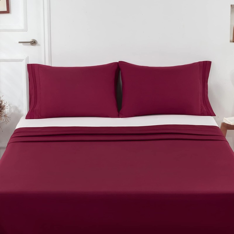 Lirex Pillow Cases (2 Pack), 1800 Thread Count Embroidered Queen