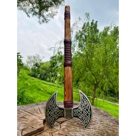 Dark WARRIOR Handmade Double Head Berserker Axe, Large Norse Double Blade, Hand Forged Steel, Forest Hewing Broad Hunting Dane