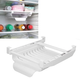 Organizer For Fridge Freezer Refrigerator, Fridge Bag Hanger Hanging Zip Bag Pull Out Refrigerator Drawer Refrigerator Storage Rack Sealed Bag Telescopic Track Storage Bracket White