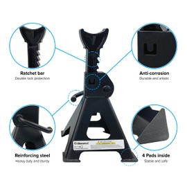 Donext Jack Stands 3 Ton (6,500 lb) Capacity Steel, 1 Pair Black Lifting Stand Adjustable Jack Stands