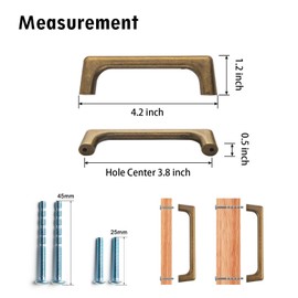 Goo-Ki 3.8''(96mm) Hole Centers Antique Brass Cabinet Pulls, Stylish Cabinet Hardware for Drawer,Cupboard & Wardrobe,12 Pack