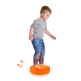 HvaJvny Light Up Musical Floor Games, Touch Sensitive Floor Tiles Kids Toys, Interactive Active Toddler Toys with Piano Sounds, Orange(Do)
