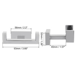 PATIKIL Double Towel Hook, 3Pack 304 Stainless Steel Wall Mounted Hanger Rectangle Towel Holder for Hanging Bathroom, Bedroom, Dormitory, Hang Towel, Clothes, Coat, Robe, Hat, Chrome Color