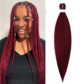 BALINGHAIR Braiding Hair Pre-Stretched High Temperature Synthetic Fiber Braid Hair Burgundy Red (A19-1Pack)