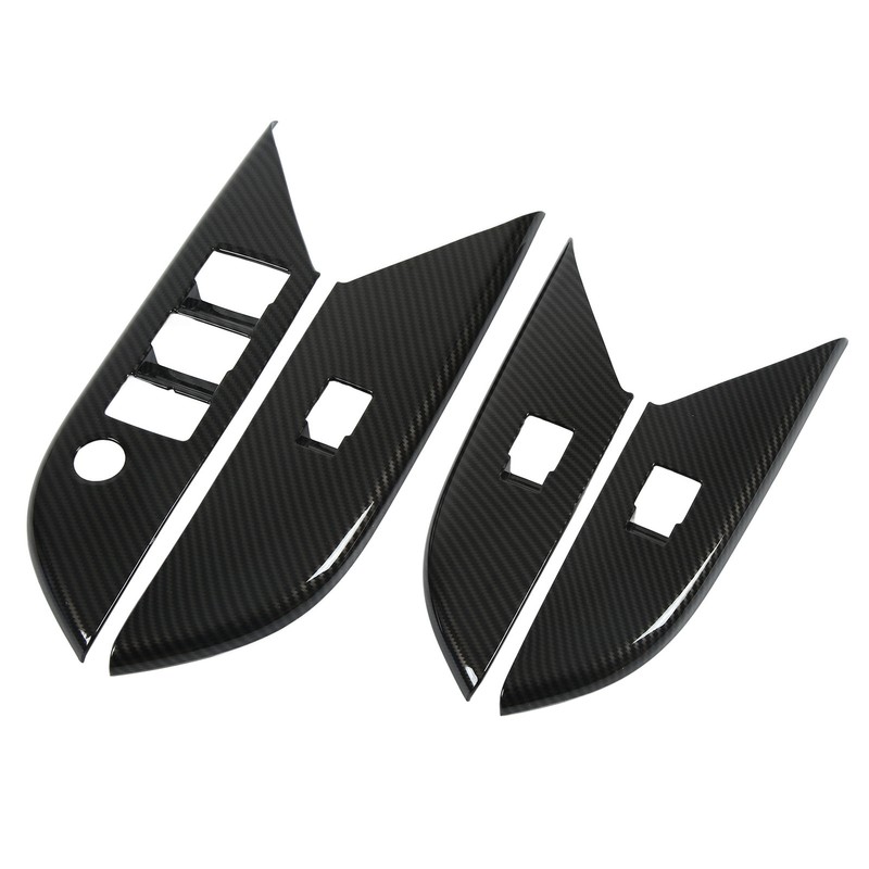 4 Pcs Door Window Control Panel Cover Carbon Fiber Style