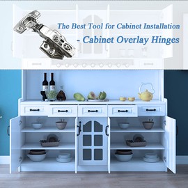 Bestgle 4 Pcs Cabinet Hinge Kitchen Cupboard Hinges, Stainless Steel Soft Close Furniture Concealed Hinges Wardrobe Door Hinge Set, Full Overlay Hinges with Mounting Screws for Home Improvement