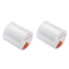 HIGHROCK 2 Roll 100m Crystal Clear Elastic Beading Threads，Stretchy Bead Cord String Stretchy Clear Bracelet String for Bracelet, Beading, Jewelry Making (0.8mm)