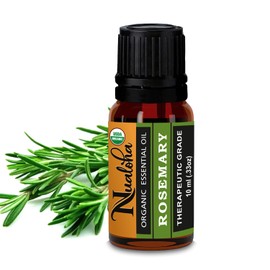 Nualoha Organic Rosemary Essential Oil, USDA 100% Pure and Natural Therapeutic Grade For Hair Growth, Skin, Body, Aromatherapy and Massage (10 ml)