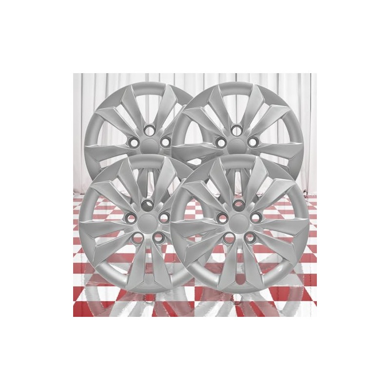 Brighter Design Set of 4 16" Bolt-on Silver Hubcaps for